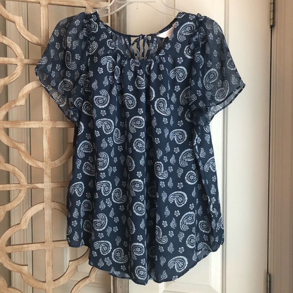 LC Lauren Conrad Blue Aqua Paisley Blouse, Boho, Size M - Picture 1 of 8